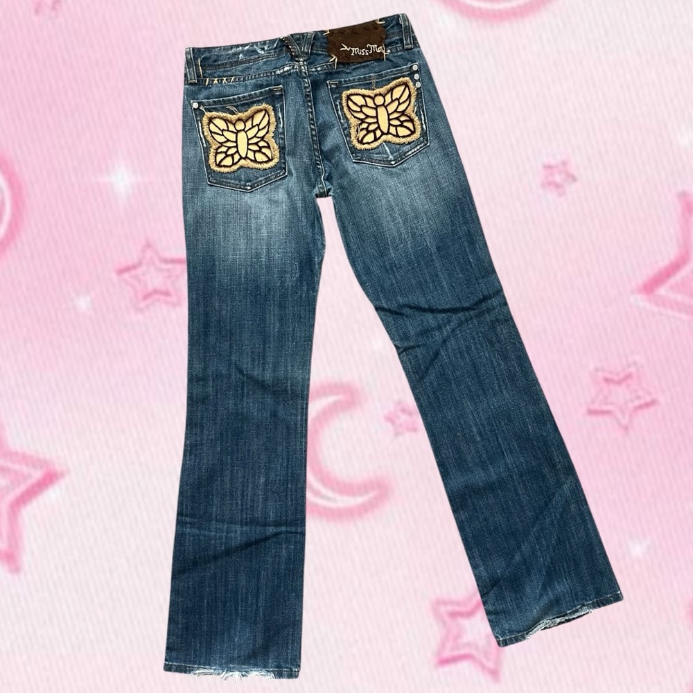 Miss Me Blue Flare Jeans with Embroidered Pockets